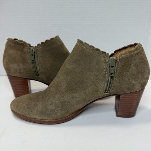 Jack Rogers Women's Marianna Suede Ankle Boots Side Zip Stacked Heel Taupe Sz 8 - Picture 5 of 8